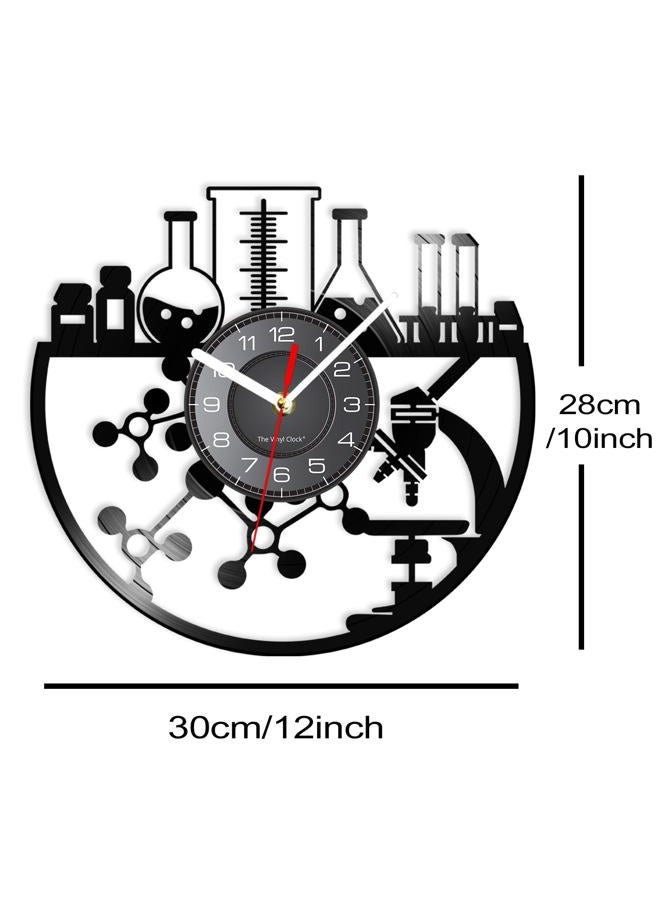 Timethink 12 Inch Chemical Wall Clock, Silent Quartz Non Ticking Battery Operated Modern Decorative Chemistry Analog Black Vinyl Record Wall Clock Watch for Laboratory Science Classroom School Decor - Image 2