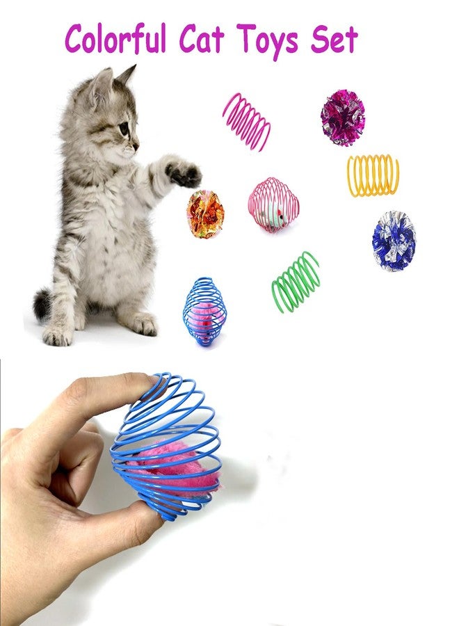 Fejapa 18 Pack Assorted Cat Metal Spring Balls Stretchable Large Cat Spiral Toy Crinkle Balls Interactive Kitten Rolling Coils Spring Inside Caged Rats Pet Supplies Indoor Outdoor Ferrets - Image 5
