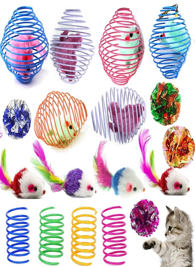 Fejapa 18 Pack Assorted Cat Metal Spring Balls Stretchable Large Cat Spiral Toy Crinkle Balls Interactive Kitten Rolling Coils Spring Inside Caged Rats Pet Supplies Indoor Outdoor Ferrets - Image 1