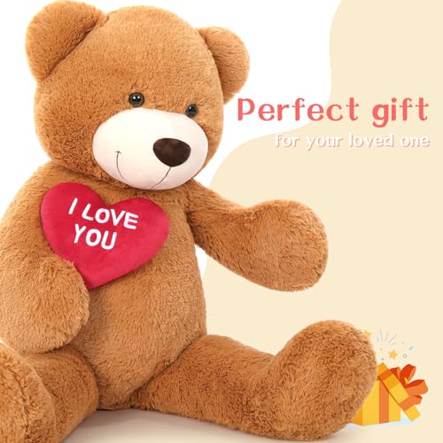 BENINY Red Heart Giant Teddy Bears Big Teddy Bear Stuffed Animals with Embroidered I Love You for Girlfriend Valentines Fluffy Teddy Bear Birthday Gifts 36 inches - Image 5