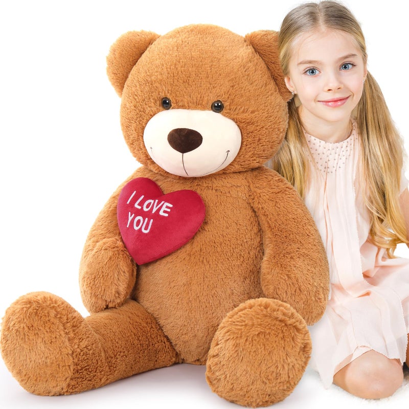 BENINY Red Heart Giant Teddy Bears Big Teddy Bear Stuffed Animals with Embroidered I Love You for Girlfriend Valentines Fluffy Teddy Bear Birthday Gifts 36 inches - Image 3