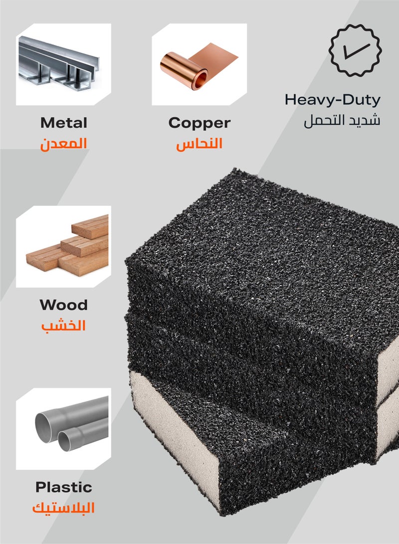 LAWAZIM Pro7 Sanding Sponge Blocks - 4 Piece 40-100 Grit - Washable Sanding Pads with Extra Coarse to Medium Grits -Ideal for Wet & Dry Use on Wood, Paint, Metal, Drywall, Rust, Tools, & Auto Projects - Image 5