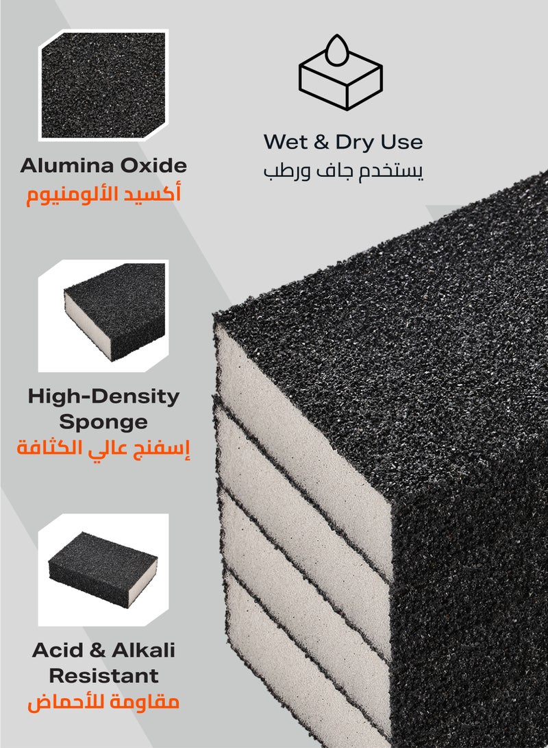 LAWAZIM Pro7 Sanding Sponge Blocks - 4 Piece 40-100 Grit - Washable Sanding Pads with Extra Coarse to Medium Grits -Ideal for Wet & Dry Use on Wood, Paint, Metal, Drywall, Rust, Tools, & Auto Projects - Image 4