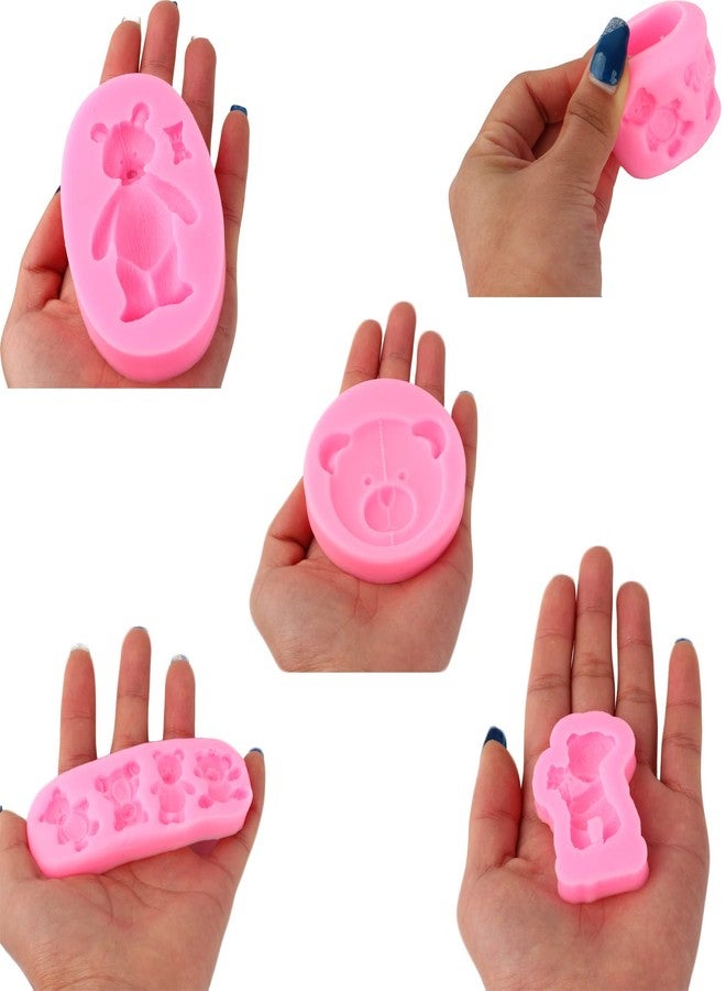 Mujiang Bear Silicone Fondant Molds For Chocolate Candy Gum Paste Crafting Polymer Clay Cake Decorating Set Of 4 - Image 3