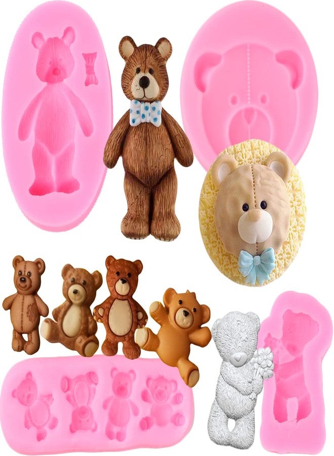 Mujiang Bear Silicone Fondant Molds For Chocolate Candy Gum Paste Crafting Polymer Clay Cake Decorating Set Of 4 - Image 1