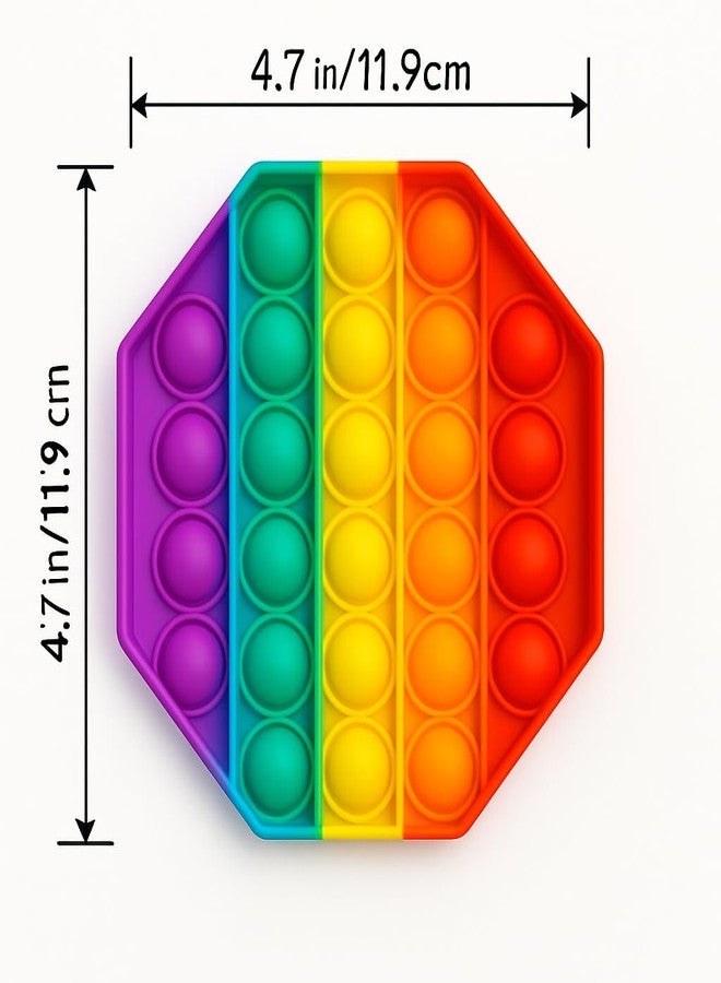 KALRA MAGIC® Rainbow Pop It Fidget Toy Shapes Colorful Silicone Sensory Toys for Kids & Adults Stress Relief, Anxiety, Autism Support Durable & Washable Pack 1 Octagon - Image 2