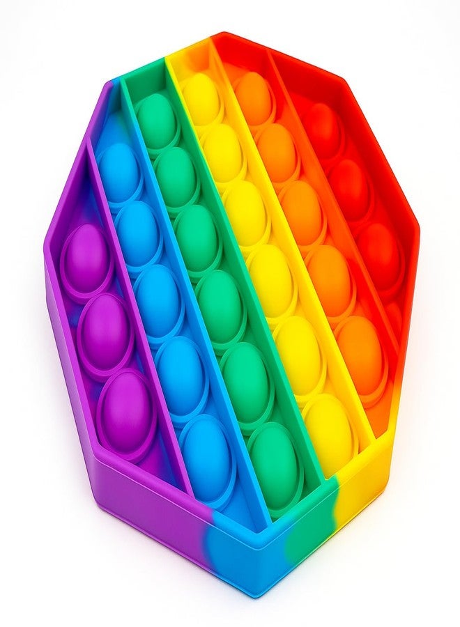 KALRA MAGIC® Rainbow Pop It Fidget Toy Shapes Colorful Silicone Sensory Toys for Kids & Adults Stress Relief, Anxiety, Autism Support Durable & Washable Pack 1 Octagon - Image 1