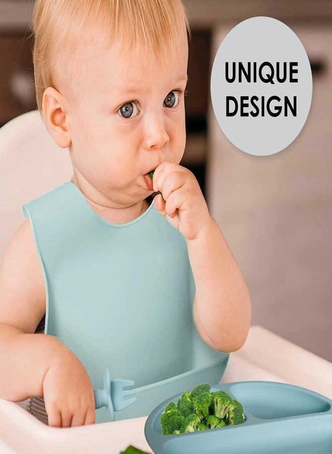 SGMVK Silicone Baby Bib for Babies & Toddlers 6–36 Months, Waterproof BPA Free Feeding Bib with Adjustable Neck Strap, Food Catcher Pocket, Soft Washable Reusable Bib for Boys & Girls (BIB BLUE) - Image 4
