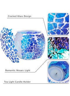 Mosaic Glass Candle Holder/Tea Light Holder/Vase/Pen Holder, Romantic Handmade Shattered Glass Tea Light Candle Shade/Potted Plants Bowl for Home Decoration Wedding Party-Blue - pzsku/Z8E0794851ACBB9B463FEZ/45/_/1703748272/fa955b9e-45a2-425f-8208-5765d1e4996f