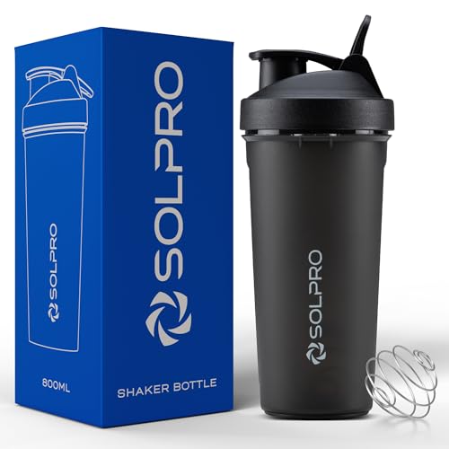 Solpro Blaze Shaker Bottle | 800mL | Leak-Proof and Mess-Free | Non-Slip Grip | Ideal for Protein Shakes, Smoothies, Pre Workout and More | BPA Free (Black), Polypropylene - Image 1