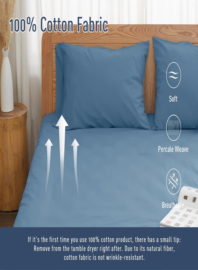 HOMTEC Cotton Pillow Cases Standard Size, 20 by 30 inches Queen Pillowcases, Blue Pillow Cases Set of 2, Pillow Cases Queen Cotton Percale Weave Pre-Shrunk Breathable and Hypoallergenic, Moonlight Blue - Image 4