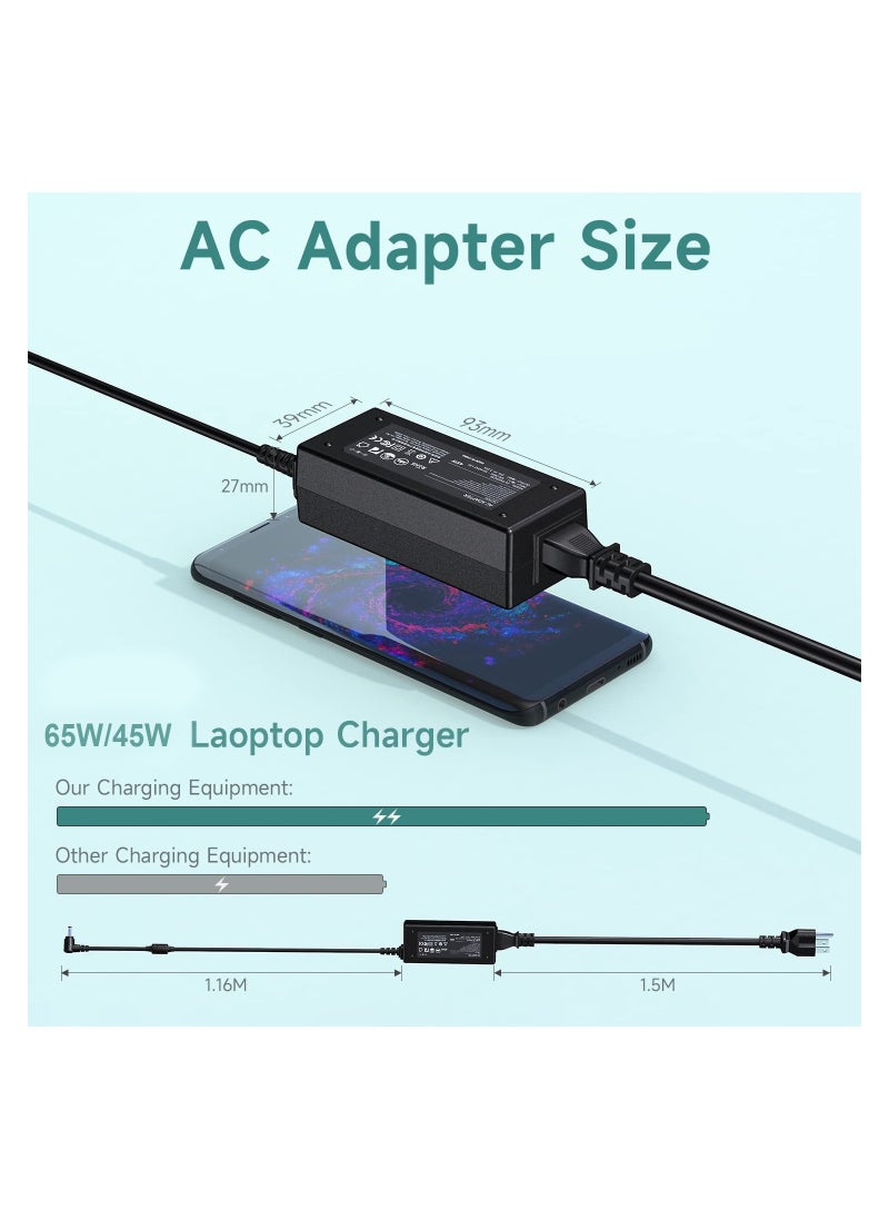 Generic 20V 65W/45W Laptop Charger for Lenovo, Replacement AC Adapter Ideapad, 3 5 320 310 320S 330 330S 110 110S 120S, Ideapad Flex 4 5 6 ADl45WCD 330S-15Ikb Yoga 520 530 Power Supply Cord【4.0 * 1.7mm】  - Image 4