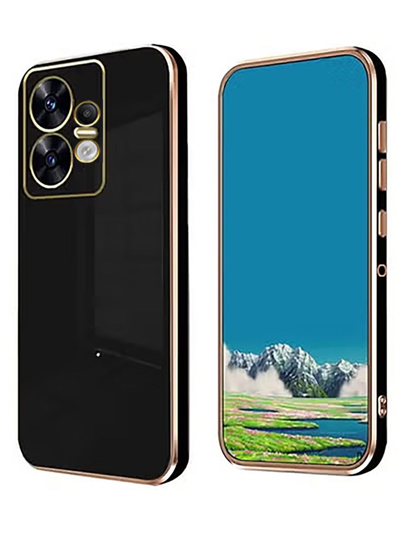 Compatible with Moto Edge 50 Pro cover, smooth veneer gold plated chrome, black Thin and smooth shock-proof full protection Moto Edge 50 Pro case -black  - Image 1