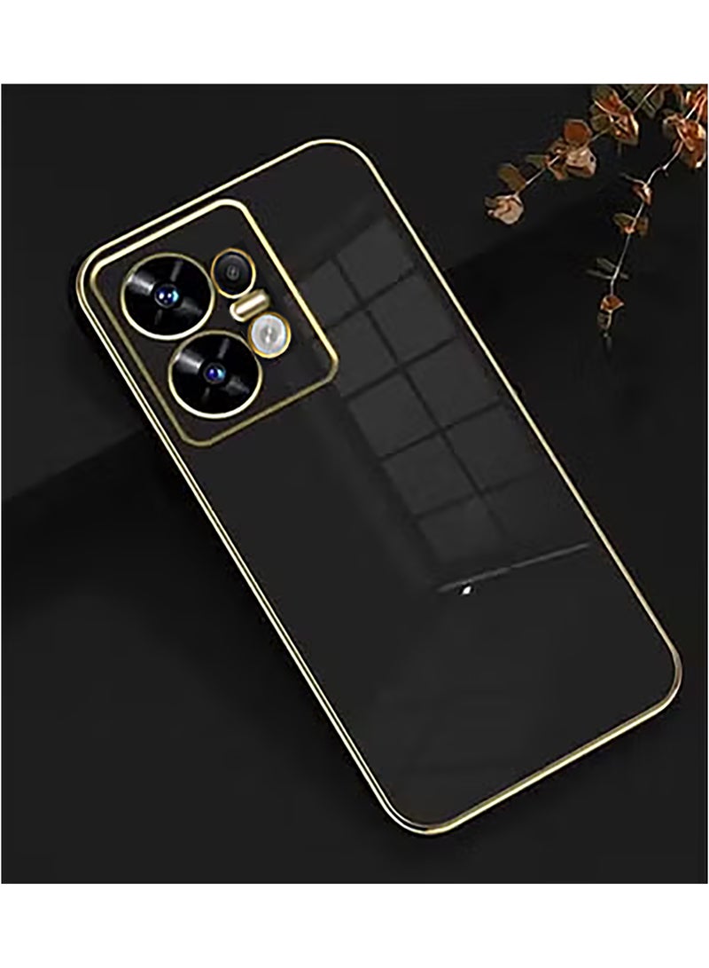 Compatible with Moto Edge 50 Pro cover, smooth veneer gold plated chrome, black Thin and smooth shock-proof full protection Moto Edge 50 Pro case -black  - Image 2