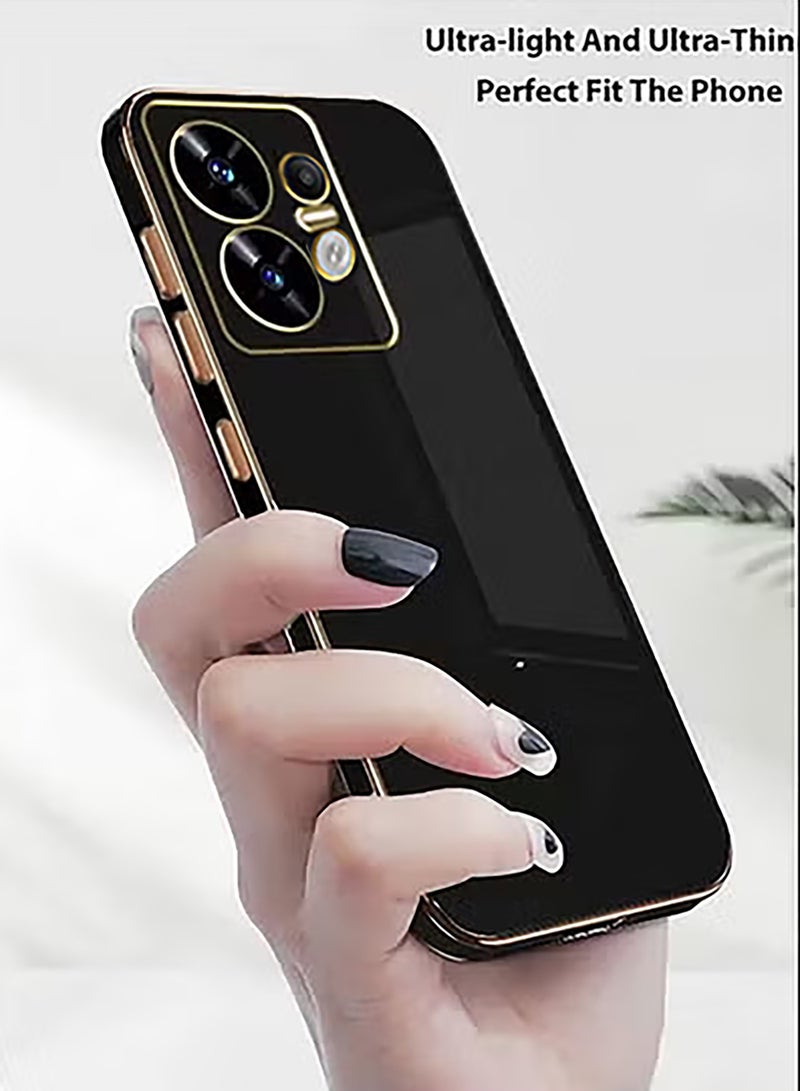 Compatible with Moto Edge 50 Pro cover, smooth veneer gold plated chrome, black Thin and smooth shock-proof full protection Moto Edge 50 Pro case -black  - Image 3