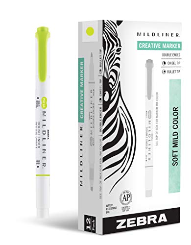 Zebra Pen Mildliner DualTip Highlighters Broad and Fine Tips Ideal for Bible Highlighting No Bleed School Supplies Teacher Supplies and Office Supplies Mild Citrus Green Ink 12Pack 78450upc - Image 1