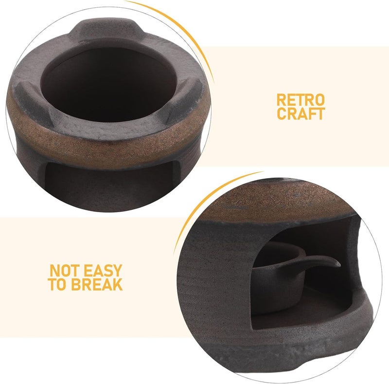 GALPADA Ceramic Teapot Warmer Base Japanese Style Terracotta Pottery Tea Lamp Stand Hollow Candle Heater for Office Home Tea Gathering - Image 3