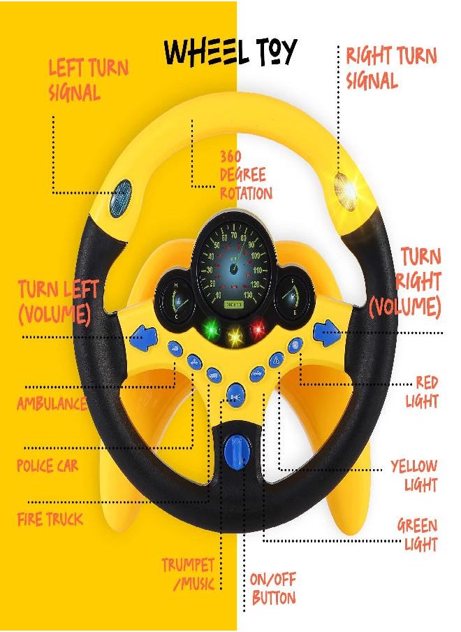 BETTERLINE BETTERLINE Toy Wheel for Kids, Driving Simulation with Lights and Sounds, Pretend Driving Toy for Boys and Girls, Kids Interactive Toys  - Image 3