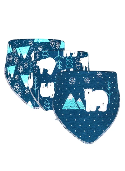 LITTLE SURPRISE BOX Little Surprise Box, 3PCS Set of Polar Bear print premium adjustable snap button closure Bibs