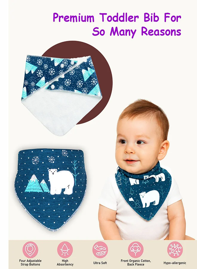 LITTLE SURPRISE BOX Little Surprise Box, 3PCS Set of Polar Bear print premium adjustable snap button closure Bibs