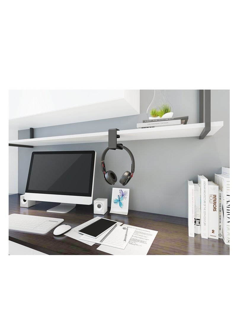 SYOSI Gaming Headphone & Controller Holder, 3-in-1 PC Headphones Hanger Adjustable & Rotating Arm Clamp, Headphone Stand Under Desk, Universal Headset Controllers Hook (Black)  - Image 2
