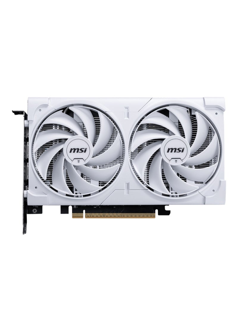 GeForce RTX 5060 8G VENTUS 2X OC WHITE Graphics Card, 8GB GDDR7, PCIe Gen5 x16, 128-bit, Dual TORX Fan 5.0, DLSS 4, Ray Tracing, HDMI 2.1 & Triple DisplayPort 2.1, AV1 Encoder, 2527 MHz Boost Clock, 145W TDP, VR Ready, White Backplate, Compact 2-Slot Design | 912-V537-018