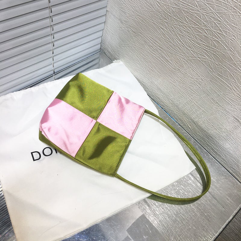 Vintage Checkered Patchwork Mini Shoulder Bag - Image 2