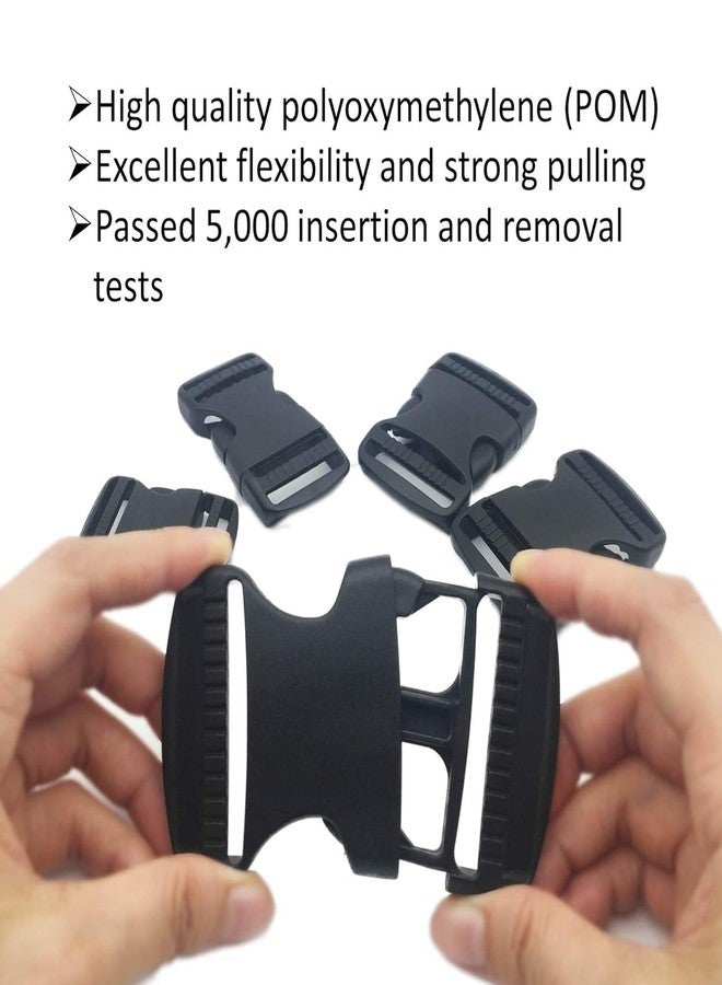 SHOPEE 2 Set 2 Inch Flat Dual Adjustable Plastic Quick Side Release Plastic Buckles and Tri-Glide Slides for Luggage Straps Pet Collar Backpack Repairing (Black, Fit for 2”/50mm Webbing Straps) - Image 5