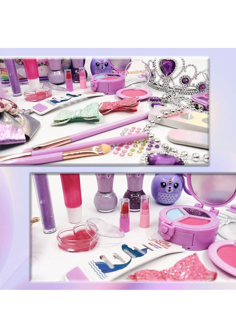 Excefore 29 Pcs Kids Makeup Kit for Girls, Washable Makeup Set Toy with Real Cosmetic Case, Safe & Non Toxic Cosmetic Toy for Little Girl, Pretend Play Makeup Beauty Set Birthday Toys Gift for 5+Years Old Kid - Image 3