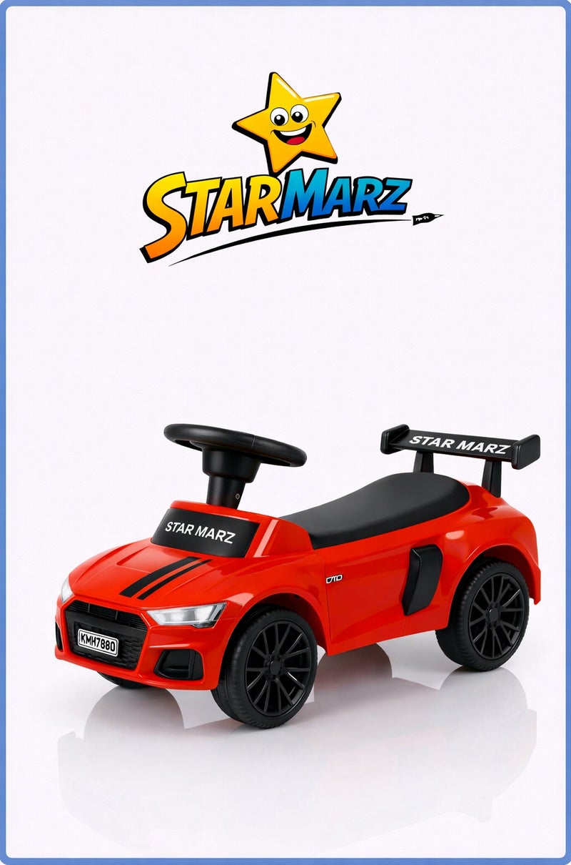 StarMarz Premium Ride-On Push Car – Foot-to-Floor Baby Car with Steering Wheel, Backrest Support & Smooth Wheels – Indoor/Outdoor Toddler Ride-On Toy (1–5Years) – Red - Image 1