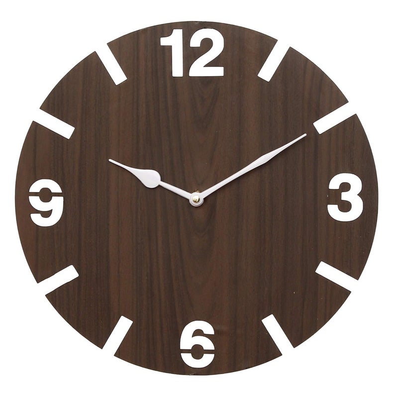 Webelkart Beautiful Round Wooden Wall Clock for Home and Office Decor| Wall Clock for Bedrrom| Wall Clock for Living Room(30 cm x 30 cm x 2.8 cm, Brown)- Without Glass - Image 1