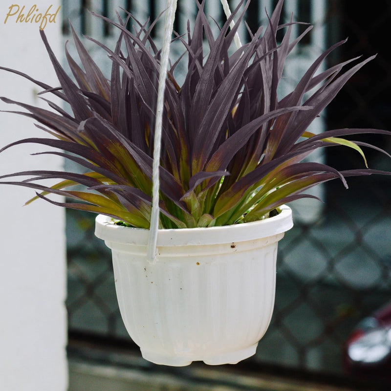 Phliofd 6Pcs Artificial Grass Fake Grass Plants 17.3in Outdoor Plants UV Resistant Faux Greenery Stems for Home Window Garden Office Patio Pathway Front Porch Halloween DÃ©cor Light Green & Purple - Image 4