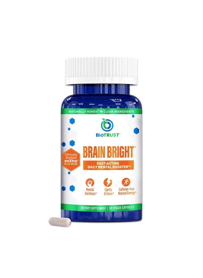 BioTrust BioTrust Brain Bright - Daily Nootropic Boost for Focus, Concentration, Mental Clarity - Caffeine Free Nootropics Brain Support Supplement - Thai Ginger, Ginkgo, Folate, L-Theanine - 30 Servings  - Image 1