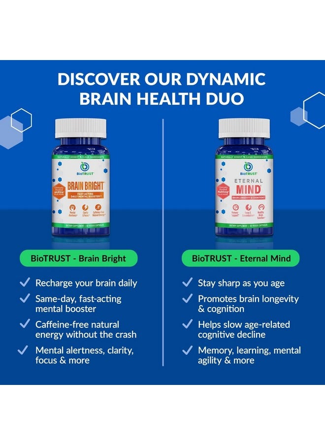 BioTrust BioTrust Brain Bright - Daily Nootropic Boost for Focus, Concentration, Mental Clarity - Caffeine Free Nootropics Brain Support Supplement - Thai Ginger, Ginkgo, Folate, L-Theanine - 30 Servings  - Image 5