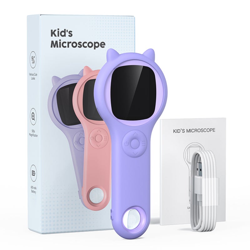 Digital Microscope: 500x Zoom 2-inch IPS Screen 2MP Camera - Durable Silicone Wrap Compact Ergonomic Design Kids Microscope for Kids Educational Scientific Exploration - Image 1