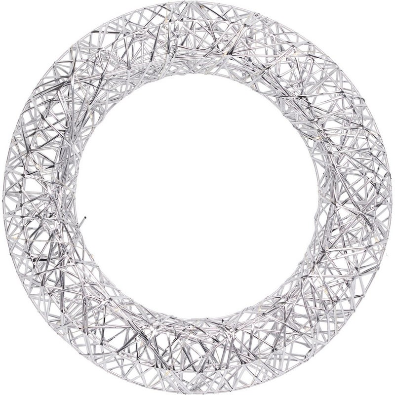 Koopman Christmas Wreath – 40cm Silver with LED Lights, Holiday Seasonal Decoration for Door, Wall, Home & Festive Xmas Display - Image 1