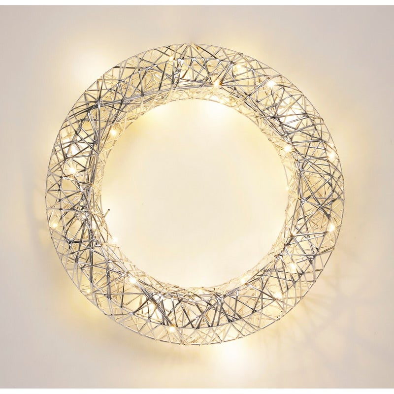 Koopman Christmas Wreath – 40cm Silver with LED Lights, Holiday Seasonal Decoration for Door, Wall, Home & Festive Xmas Display - Image 3