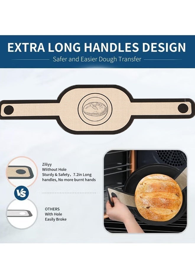 KANGLI 2 PCS Silicone Bread Sling for Oven, Non-Stick and Easy Clean Reusable Silicone Bread Baking Mat with Long Handles, Easy to Transfer Sourdough Bread - Image 3