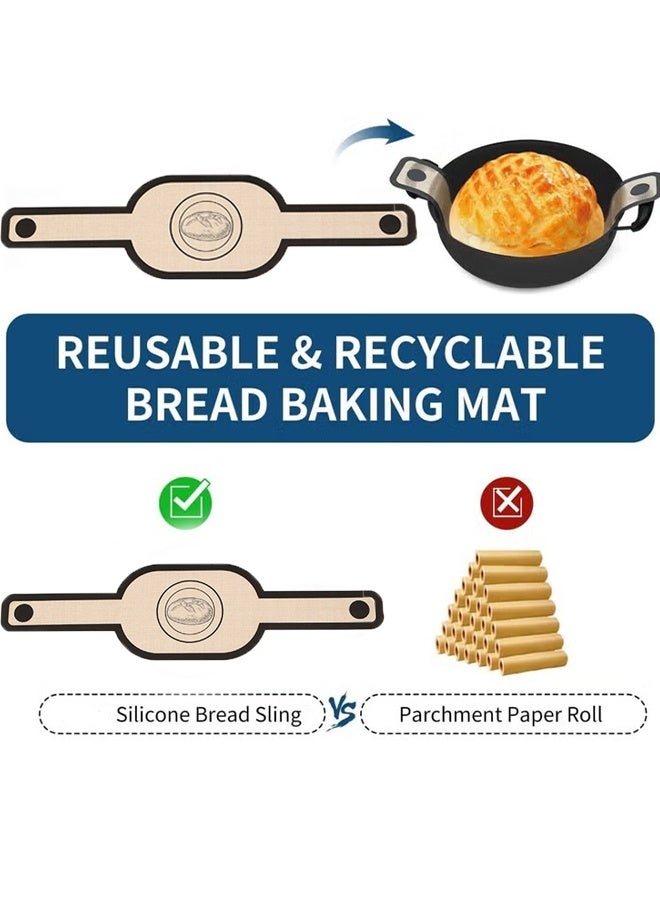 KANGLI 2 PCS Silicone Bread Sling for Oven, Non-Stick and Easy Clean Reusable Silicone Bread Baking Mat with Long Handles, Easy to Transfer Sourdough Bread - Image 4