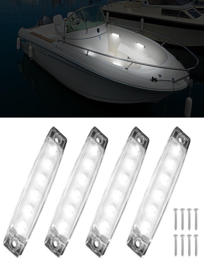 RVZONE مصابيح LED داخلية للقوارب البحرية ومصابيح صيد ليلية من RVZONE - مقاومة للماء 12 فولت للقوارب العائمة واليخوت وقوارب الكاياك وقمرة القيادة (4 قطع بيضاء) - Image 1