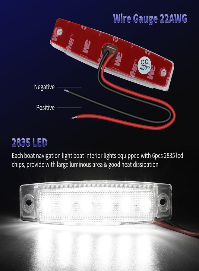 RVZONE مصابيح LED داخلية للقوارب البحرية ومصابيح صيد ليلية من RVZONE - مقاومة للماء 12 فولت للقوارب العائمة واليخوت وقوارب الكاياك وقمرة القيادة (4 قطع بيضاء) - Image 5