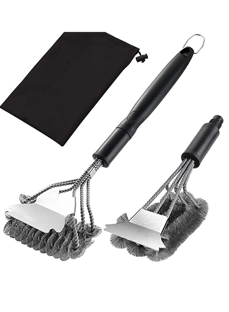 Grill Brush with Scraper 18 Inch Two Kinds of Exchangeable Brush Head at Carrying Bag - Safe Wire Stainless Steel BBQ Brush - Barbecue Cleaning Grill Brush for Gas/Charcoal Grilling Grates  - Image 1