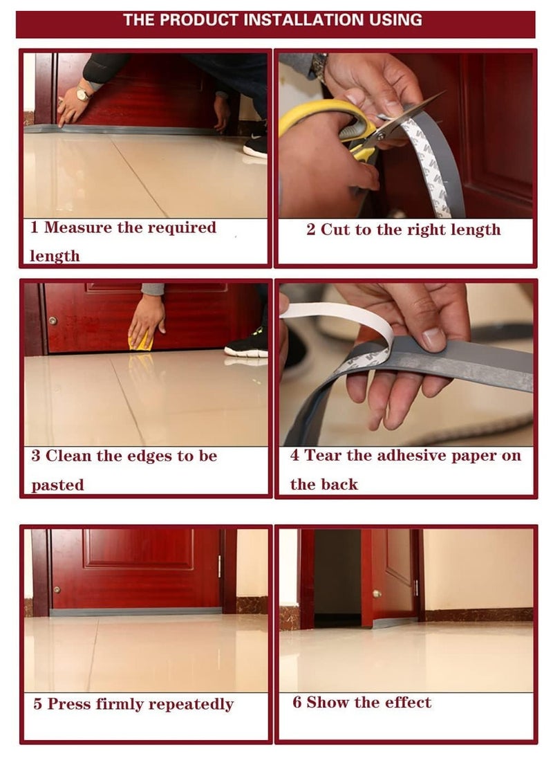 BJollys - Door Seal Strip 3M Length, Weather Stripping for Doors and Windows Door Draft Stopper Frameless Adhesive Soundproof Under Door Seal - Image 1