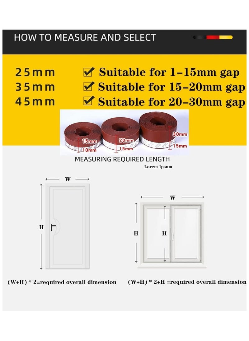 BJollys - Door Seal Strip 3M Length, Weather Stripping for Doors and Windows Door Draft Stopper Frameless Adhesive Soundproof Under Door Seal - Image 1