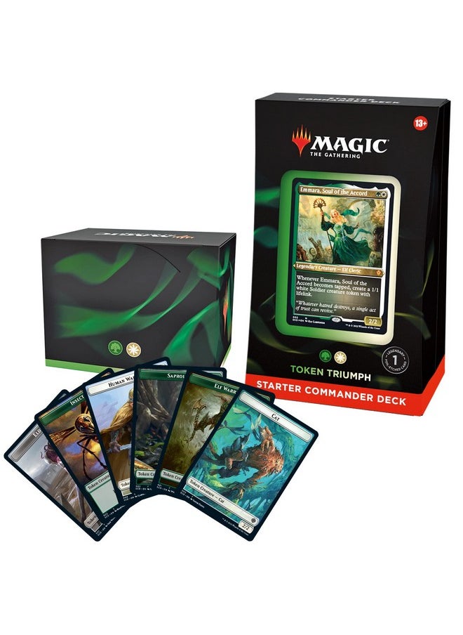 Magic the Gathering Magic: The Gathering Starter Commander Deck - Token Triumph (Green-White) | Ready-To-Play Deck For Beginners And Fans | Ages 13+ | Collectible Card Games  - Image 1