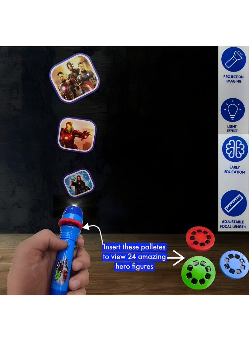 Kids Learning Projector Torch Toy, Projection Flashlight Toy To View 24 Amazing Action Figures,Educational Learning Toy For Kids
