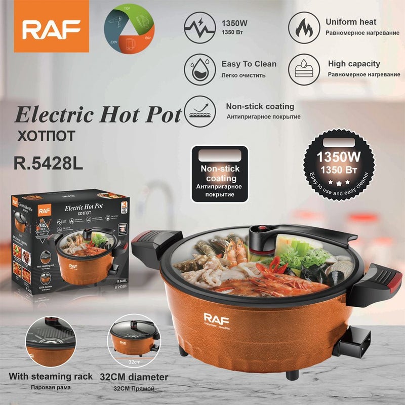 RAF Cross-border Best-Selling Household Multi-Function 8L Electric Stir-Fry Pot, Electric Hot Pot, Electric Steamer, and Instant Noodle Cooker - Image 1
