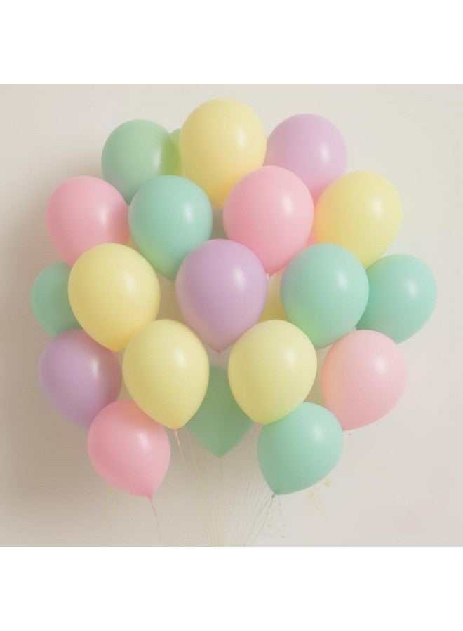Flyloons Purple Green Yellow Pink Pastel Balloons Pack of 50 for birthday decoration items also suitable Baby Shower, Anniversary, Wedding, Celebration, Party - Image 1