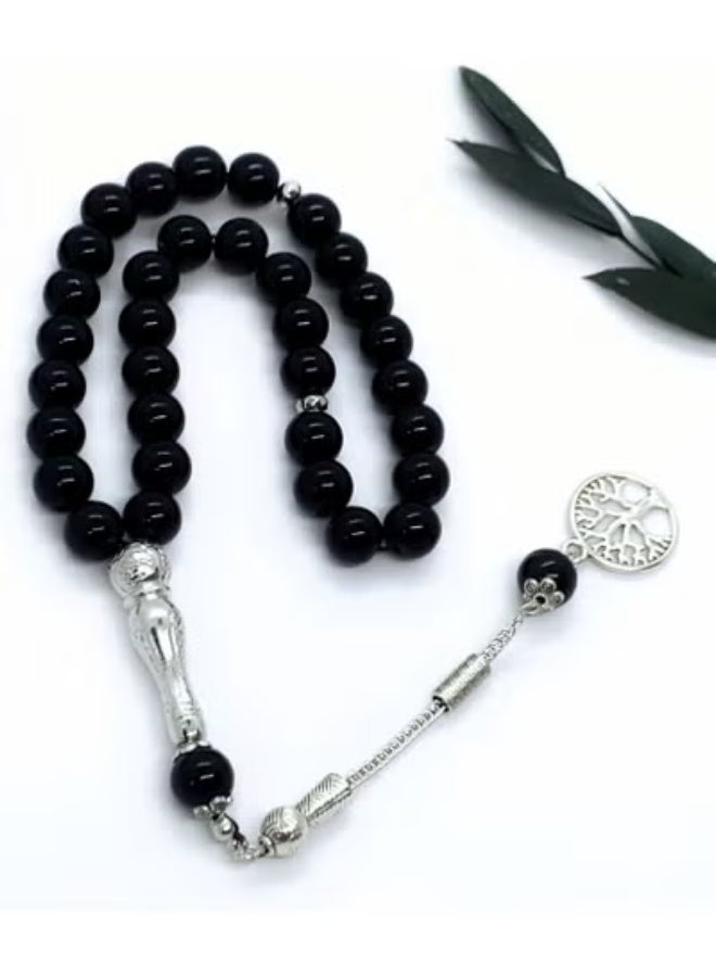 Lesha Prayer Beads (10mm 45 Beads) Black Resin Beads - Muslim Prayer Beads Handmade - Image 5
