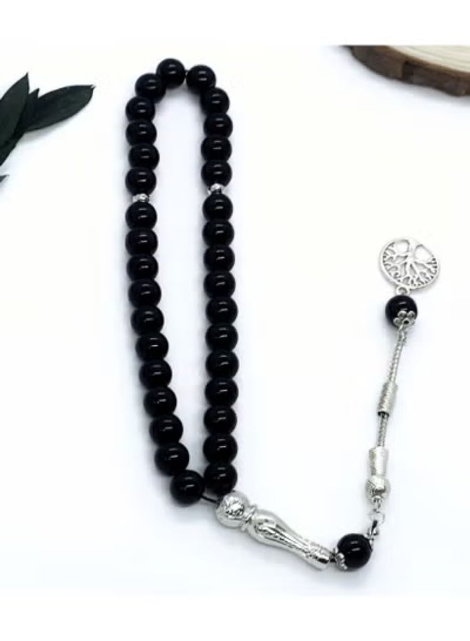 Lesha Prayer Beads (10mm 45 Beads) Black Resin Beads - Muslim Prayer Beads Handmade - Image 4